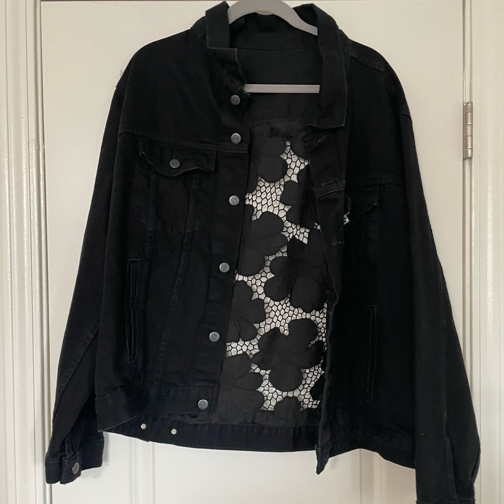Black floral denim jacket - Dragon Denim